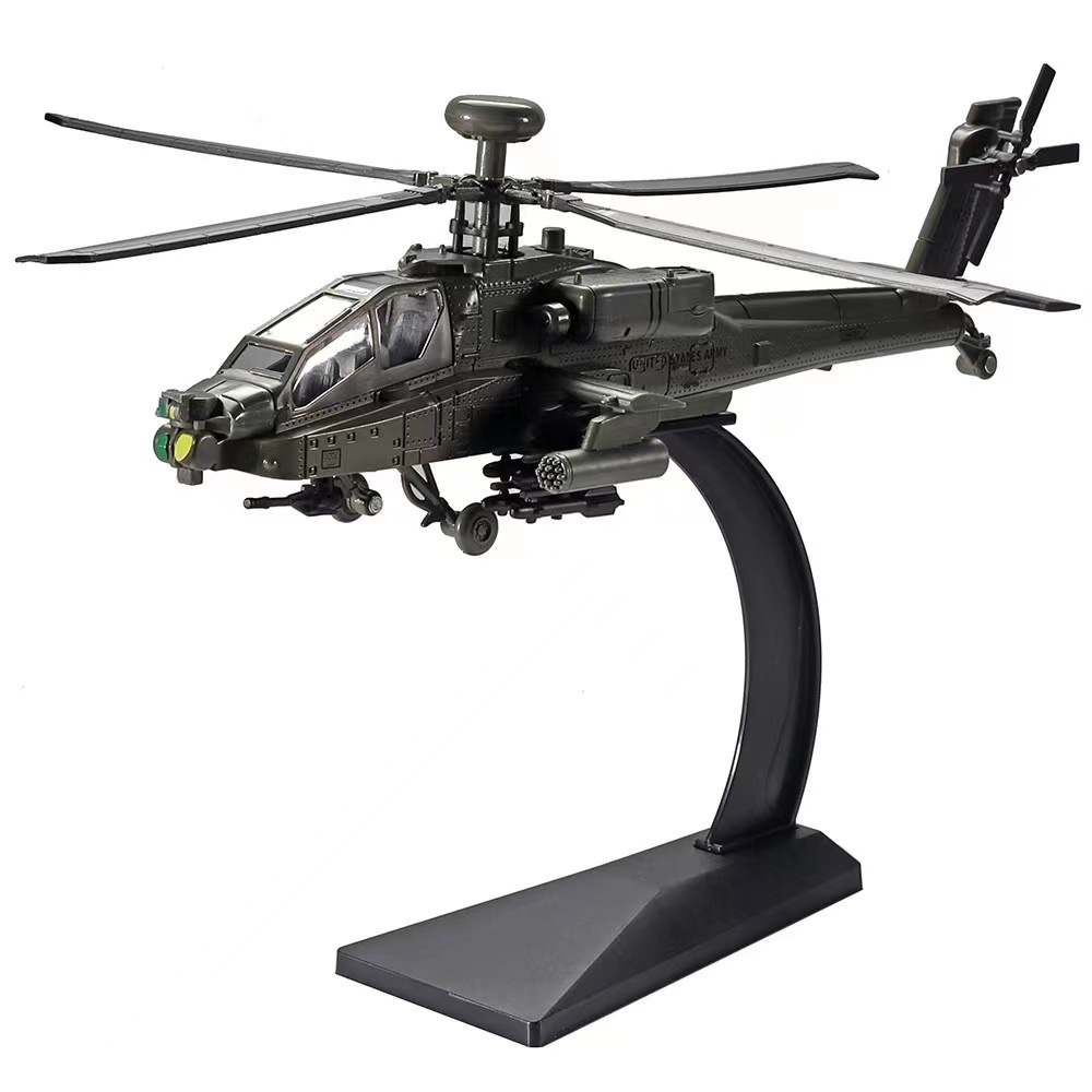 Huayi Apache helicopter gunship simulation alloy military boy sound and light toy model collection ornaments