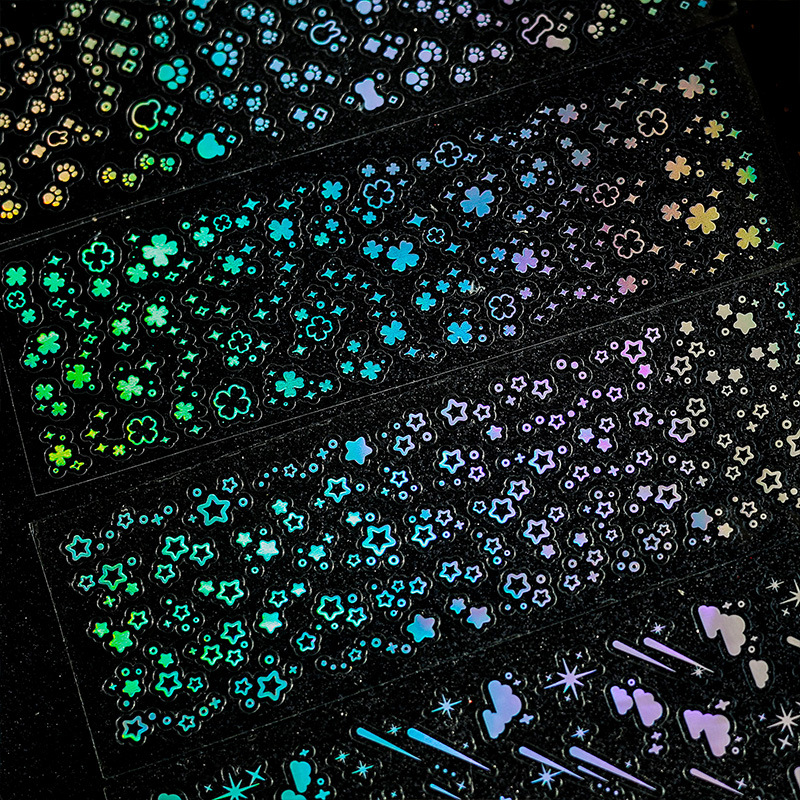 Starry Laser Stickers Creative Children's Hand Account Stickers pet Stickers Love Material Goo Card Sticker Set