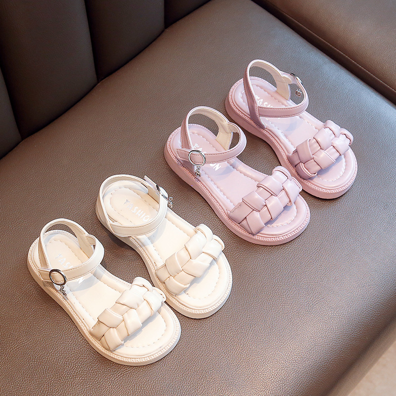 Girls' Sandals 2023 Summer New Soft Sole Non-slip Flat Beach Shoes Big Kids Fashion Princess Shoes