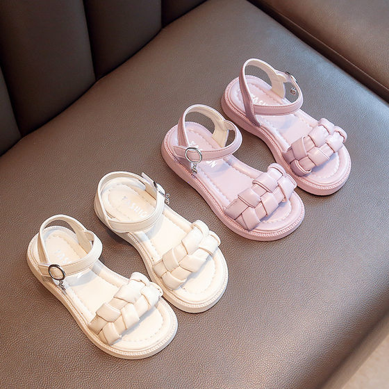 Girls' Sandals 2023 Summer New Soft Sole Non-slip Flat Beach Shoes Big Kids Fashion Princess Shoes