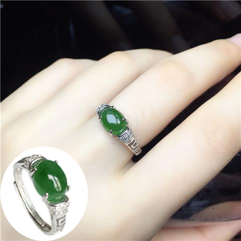925 Silver Plated Green Agate Gemstone Ring for Women, Red Agate, Stylish and Atmospheric Open Ring, Birthday Gift for Women