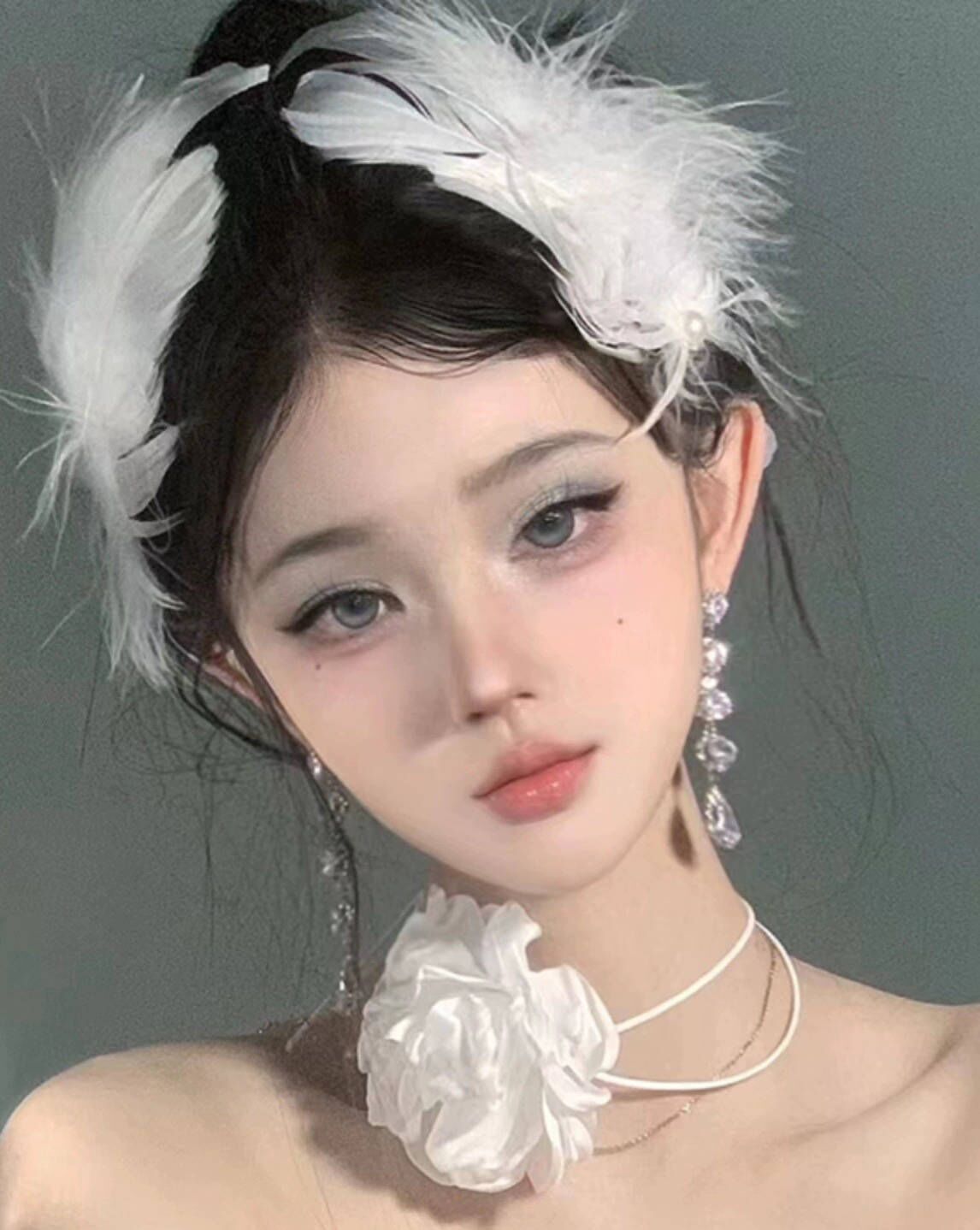 Copricapo di piume di cigno bianco, forcina per capelli da principessa, da sposa, accessori per capelli da sposa, accessori per damigella d'onore, fermaglio laterale_voghion.com