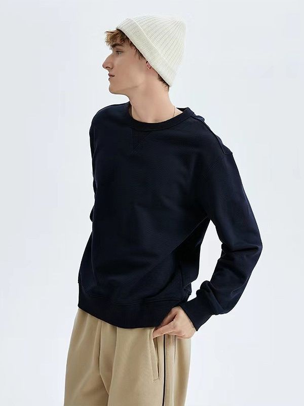 380g fashion brand heavyweight beautiful sweater men's plus solid color crew neck sweethearts advertising shirt logo class long sleeve T-shirt