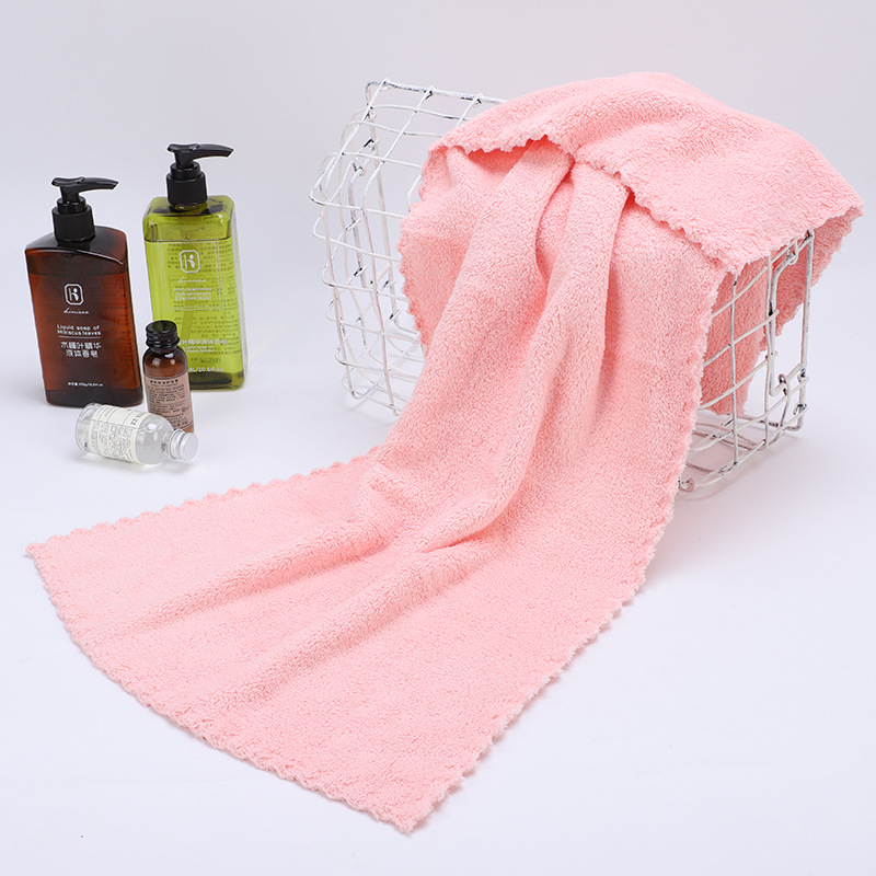 Cut Edge Coral fleece towel wholesale home daily plain color face towel soft absorbent easy to dry gift towel