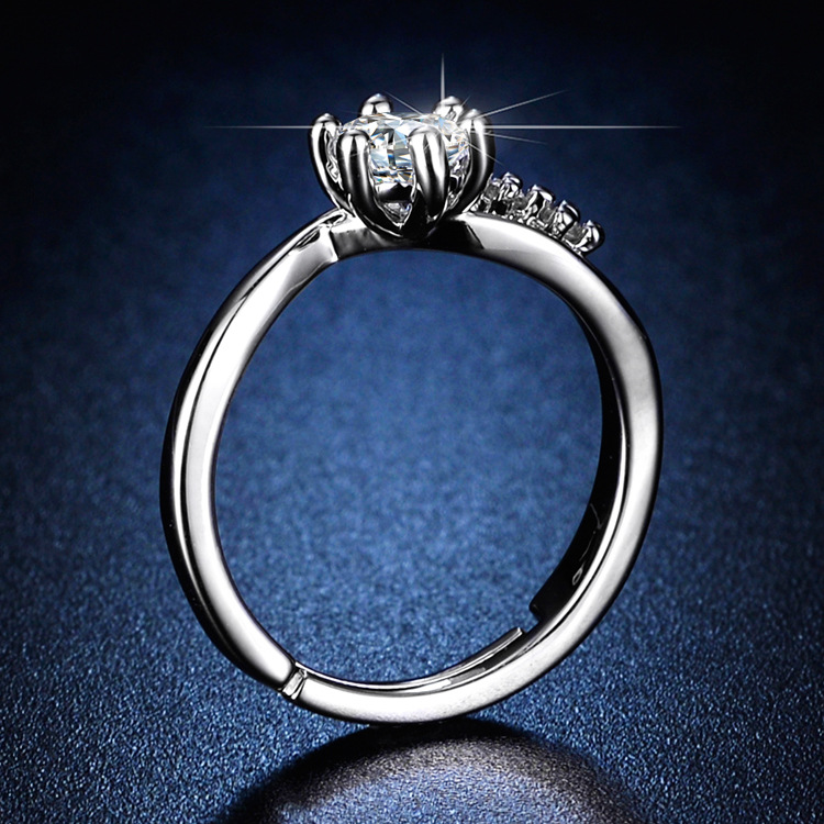 Shake voice live Ring women's simple six-claw diamond ring fashion micro diamond ring net red jewelry factory wholesale