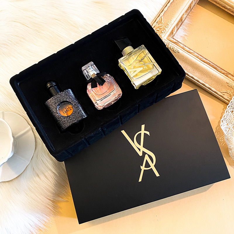Perfume women's long-lasting fragrance gift box Black Opium free water reverse Paris three-piece set women's perfume