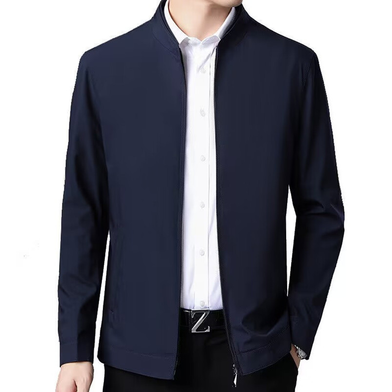 Men's jacket Spring and Autumn new casual jacket men's middle-aged and elderly men's jacket loose stand collar business dad wear