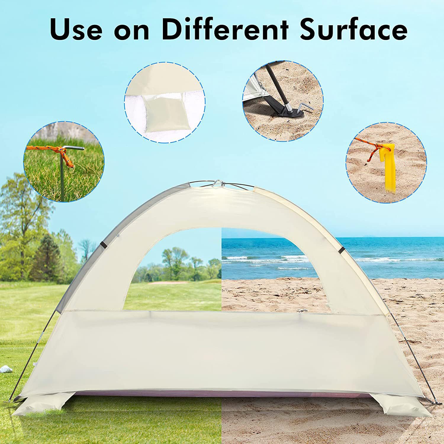 Outdoor camping party portable multi-person awning European and American popular seaside leisure sun protection breathable beach tent