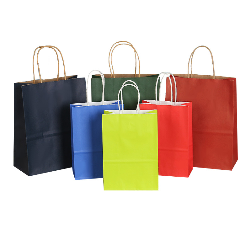 in stock Kraft Paper Bag Takeaway Bag Packing Bag Clothing Packing Holiday Gift Bag Kraft Paper Bag Customization