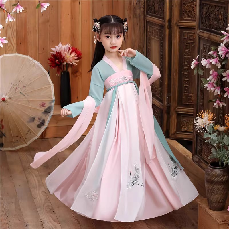 Hanfu girls' children's ancient costume Super fairy primary school students' summer costume chinese style Tang suit ancient style children's performance costume skirt