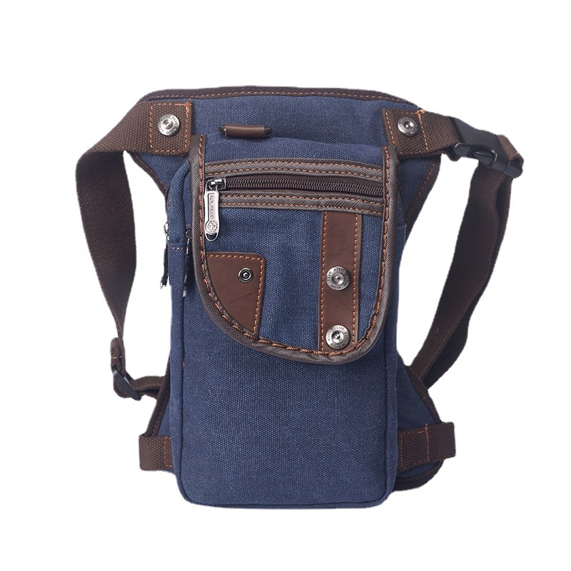 2024 New Fashion Waist Bag European and American Casual Leg Bag Vertical Square Zipper Wear-resistant Canvas Crossbody Bag for Men