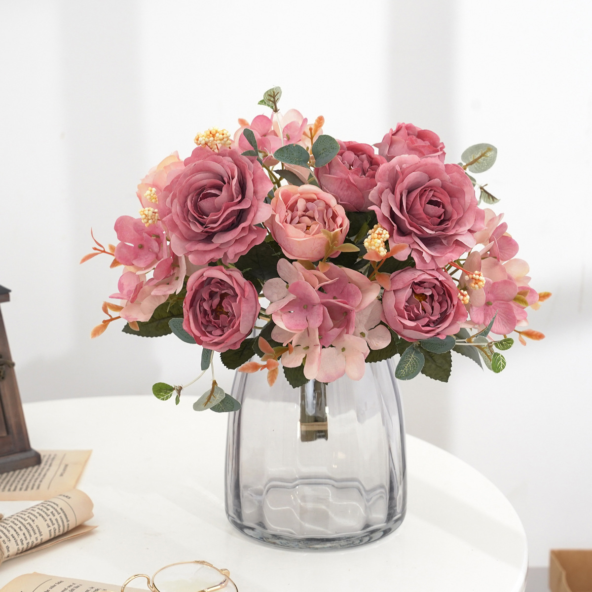 European-style retro hydrangea peony bouquet hibiscus rose artificial flower home wedding decoration fake flower flower arrangement