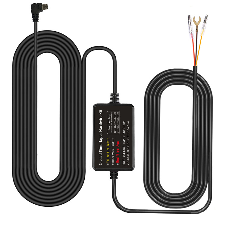 Supply car voltage reduction line 3-core ACC time video streaming media driving recorder parking monitoring power cord