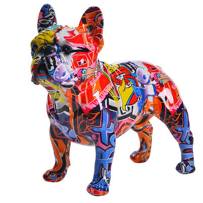 Colorful Standing Bulldog Resin Crafts Home Ornaments Living Room Entrance Bookshelf Home Soft Decoration Ornaments