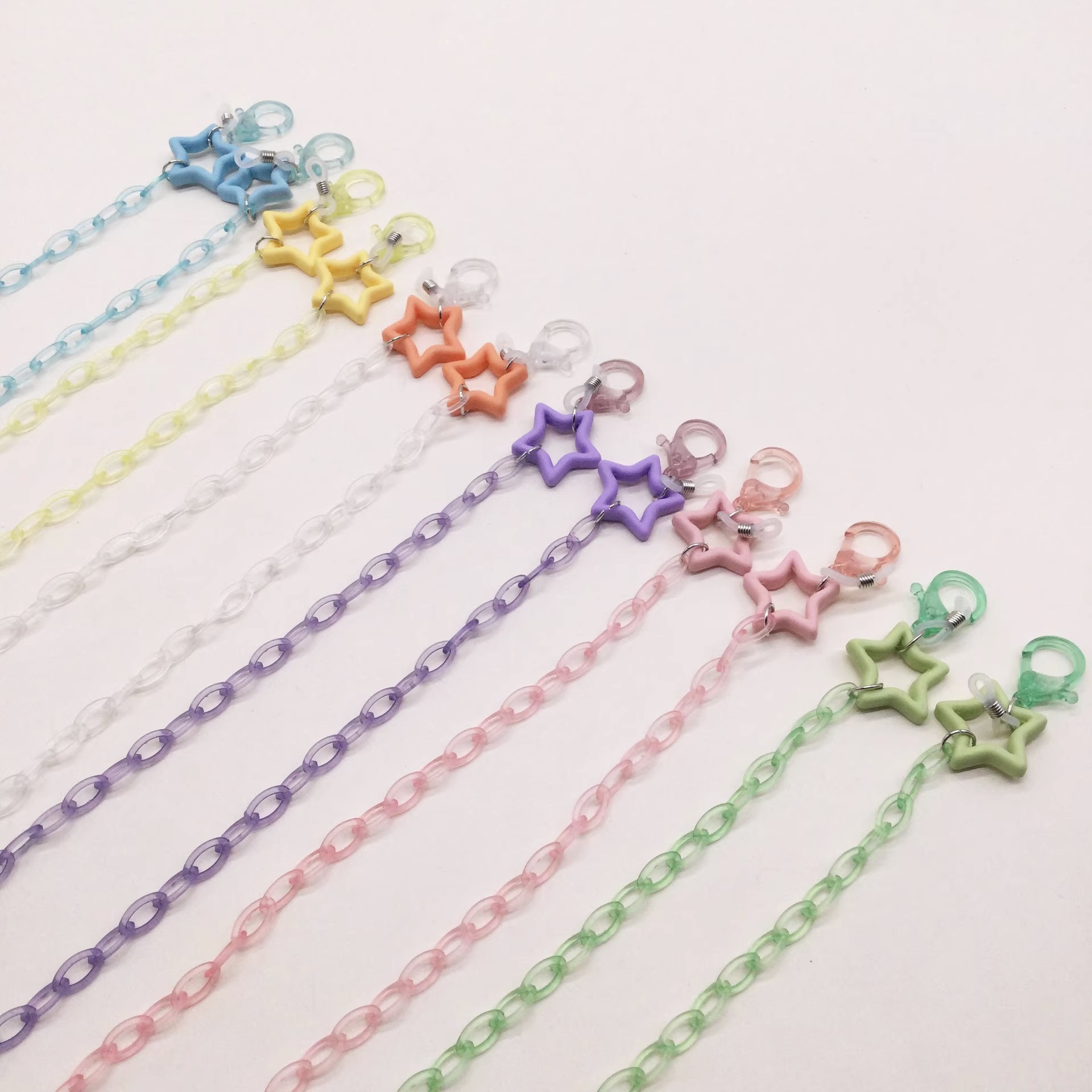 Fashion five-pointed star transparent chain Qingxin cute multi-purpose eye chain mask chain hat chain necklace