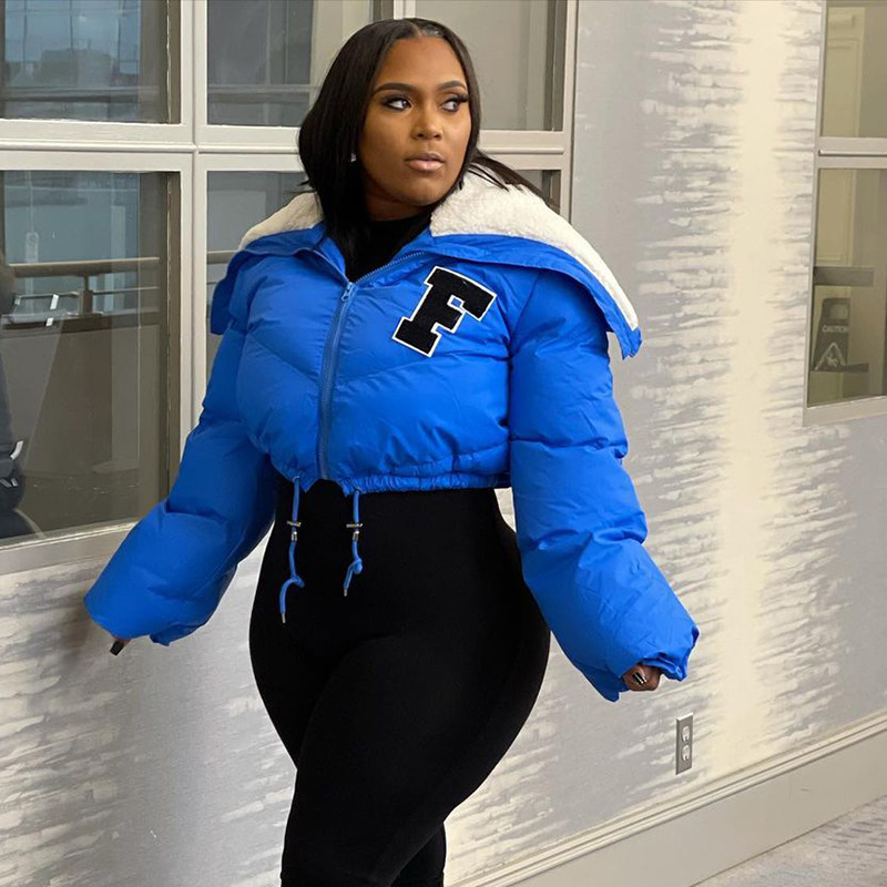 Q22TP392 European and American women's clothing 2022 autumn and winter New Fashion solid color embroidery North American small stand collar casual cot_voghion.com