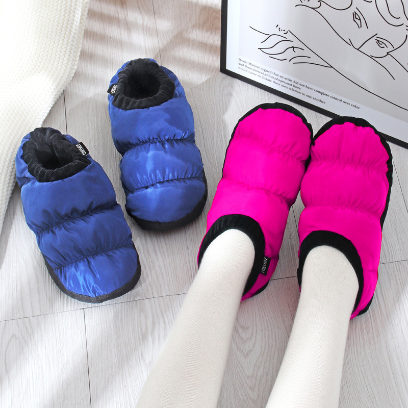 High-top Cotton Slippers Women's Autumn and Winter Thickened Warm Home Use Silent Non-slip Indoor Bag Heel Shoe with Down Shit