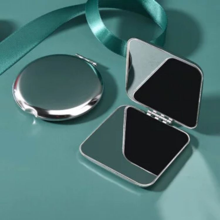 Mirror portable stainless steel portable round makeup mirror small mirror Metal Female hand-held drop-resistant solid color ins Square