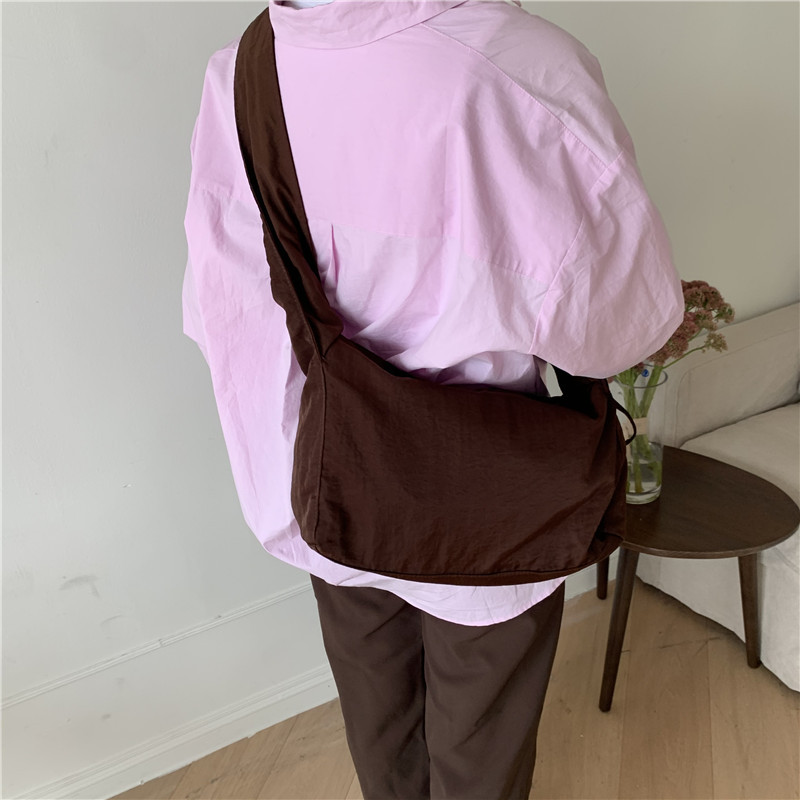 Canvas Bag Women's Korean-style Single-shoulder Pleated Drawstring Canvas Bag Small Fresh Artistic Solid Color Portable Crossbody Casual Women's Bag_voghion.com