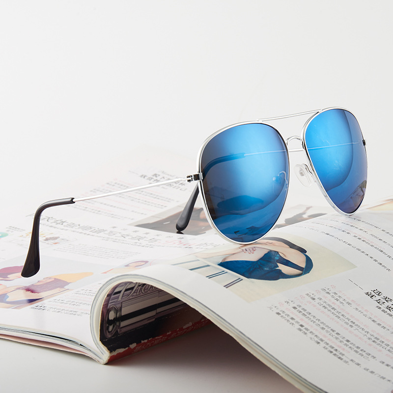 3026 goggles pilot glasses men's large frame metal sunglasses driving color film trendy sunglasses manufacturers wholesale