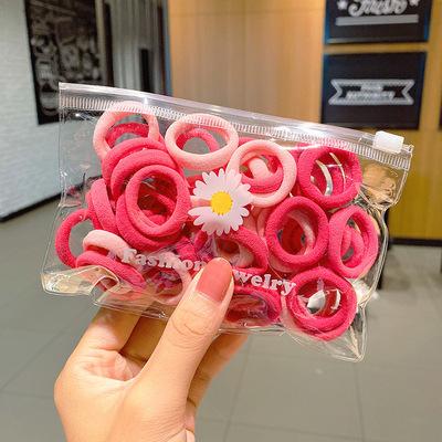 Factory Direct children's towel ring color small rubber band hair rope thumb hair ring does not hurt hair baby hair rope bag