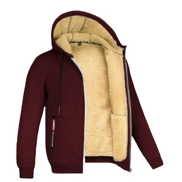 Winter sweater men's hooded new trendy handsome loose fleece-lined thickened cold-proof lambswool liner coat for men
