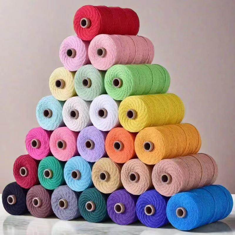 4mm color cotton rope multi-strand synthetic color woven rope handmade tapestry home textile tag rope DIY cotton rope