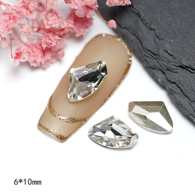 Wholesale Nail Art Jewelry Crystal Transparent Rhinestone Water Drops Butterfly Axe Love Nail Art Diamond Shaped Pointed Bottom Diamond Super Flash