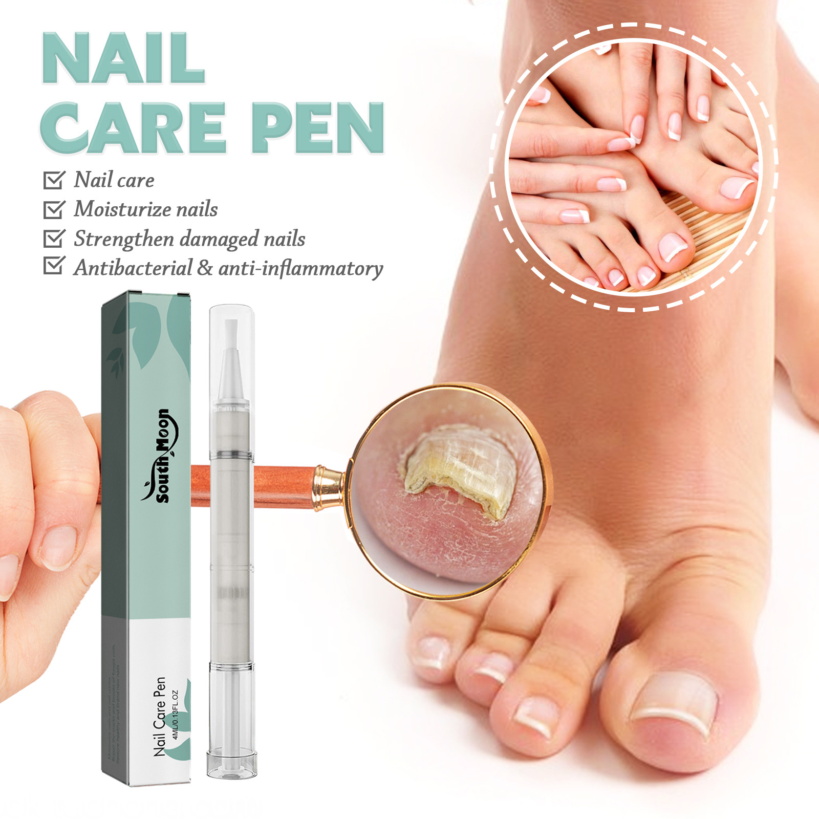 South Moon nail repair pen gray nail care solution cleaning bright nail thickening gray nail repair pen