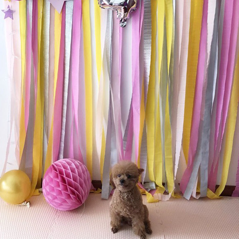 Crepe paper wholesale color crepe paper roll ribbon birthday party background wall layout ribbon roll decoration 3 rolls