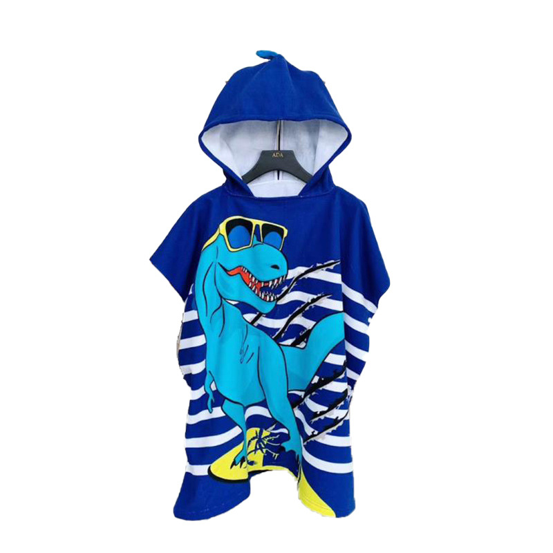 Factory direct micro-business large children's bath towel cape reactive printing hooded bathrobe Cape absorbent wearable bath towel