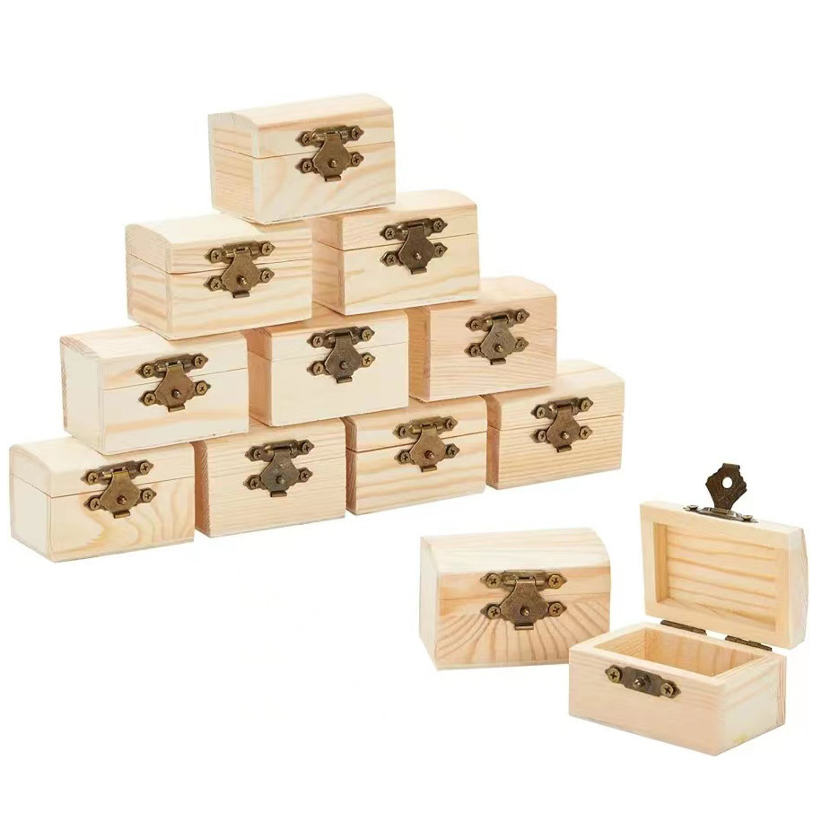 Pine wood jewelry box wooden box solid wood packaging box hand painted small wooden box solid wood crafts manufacturers in stock