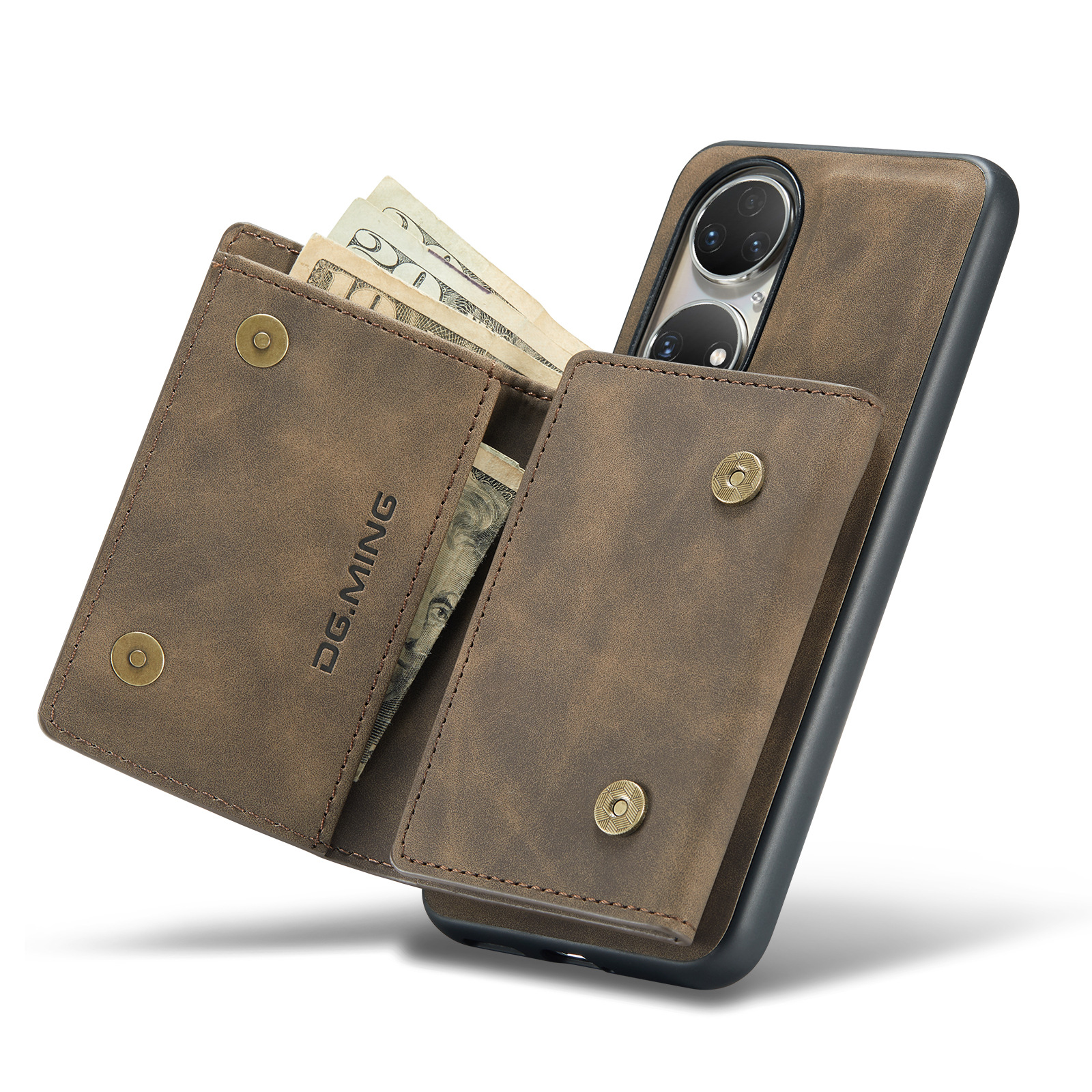 Custodia protettiva in pelle con portafoglio magnetico a ventosa serie M1 per Huawei P50 P50 Pro 2 in 1 custodia per telefono con portafoglio diviso_voghion.com