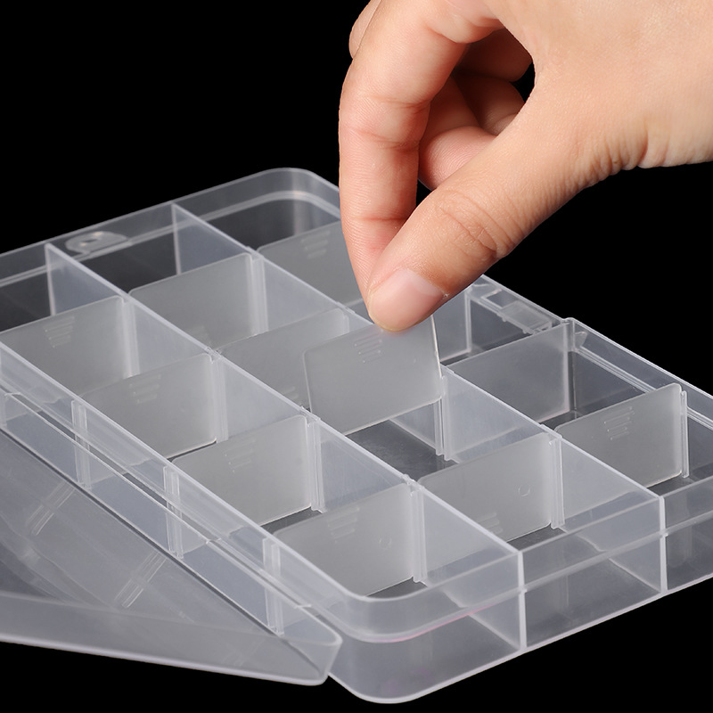 10 grid 15 grid 24 grid storage box tool box fishing gear box transparent plastic PP Nail Box environmental protection jewelry box