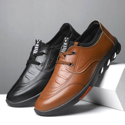 Spring and Autumn New Leather Shoes Men's Soft Bottom Soft Leather Comfortable Non-slip Middle-aged Dad Shoes Men's Business Casual Leather Shoes