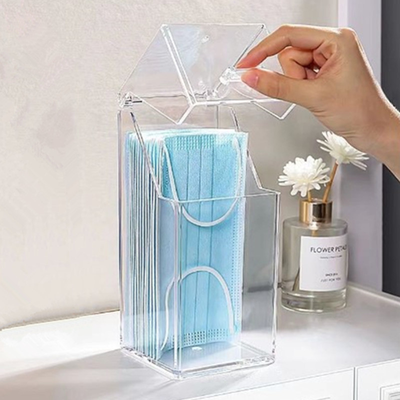 Transparent Student Pen Storage Box Dustproof Cosmetic Brush Beauty Makeup Eyebrow Pen Storage Bucket Desktop Large Capacity Flip Cover