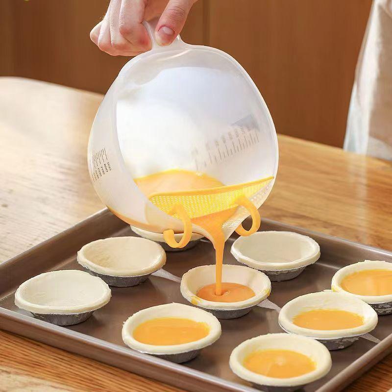 Filter measuring cup large capacity with scale egg liquid plastic egg beating cup egg baking with filter screen kitchen rice washing bowl