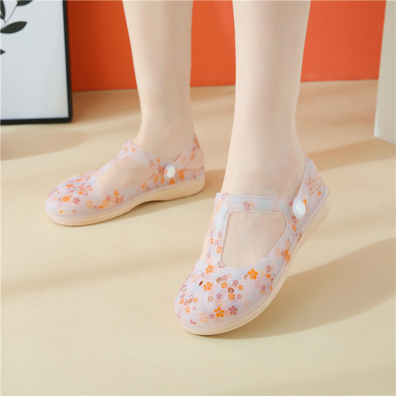 Summer New Hole Shoes Women's Sandals High-end Flat Jelly Shoes Beach Shoes Slip-resistant Women's Sandals