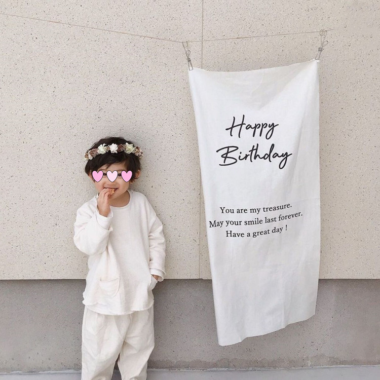 ins style Mori birthday hanging cloth Little Red Book children's birthday party decoration background wall layout tapestry