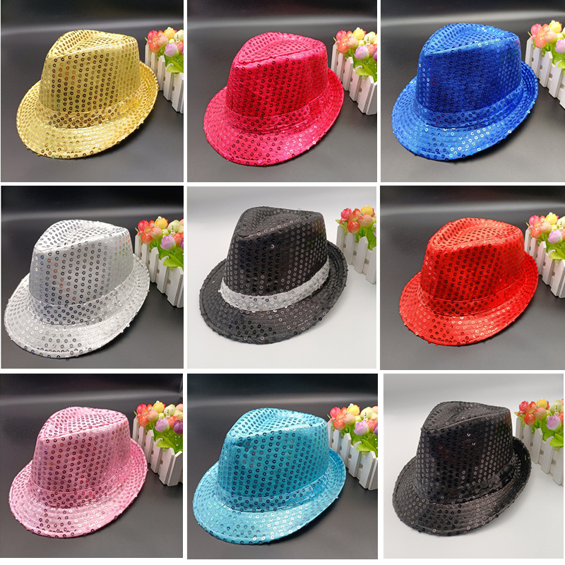 Stage Performance Sequin Hat Children's Day Performance Dance Performance Jazz Hat Adult Men's and Women's Party Festival Hat Tide