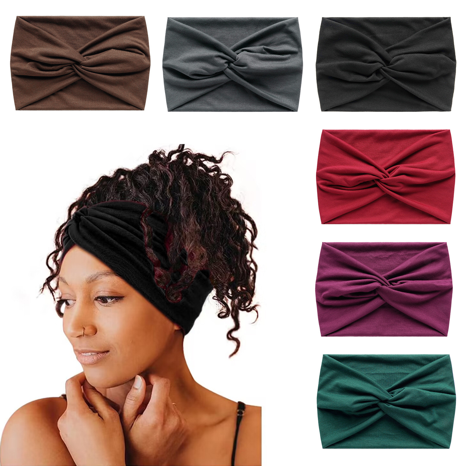 Europe and the United States 18cm solid color wide version cross elastic sports yoga hair band ladies anti-sweat absorbent headband hair accessories wholesale