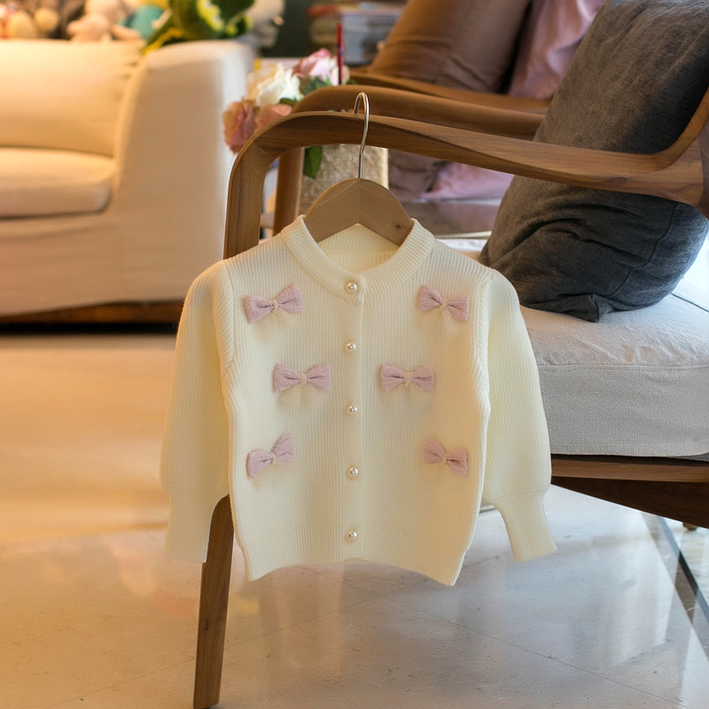 A generation of 2023 autumn new girls Bow cardigan sweater J412