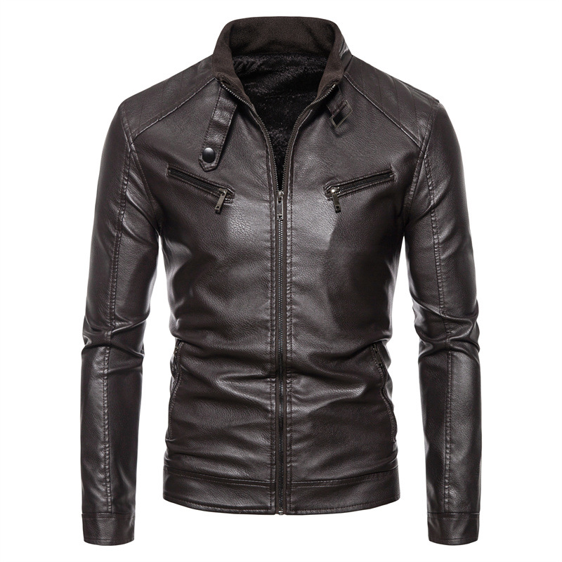 Cross-border Amazon Men's pu Leather Jacket Men's Trendy Teenager's Collar Punk Men's Motorcycle Leather Jacket