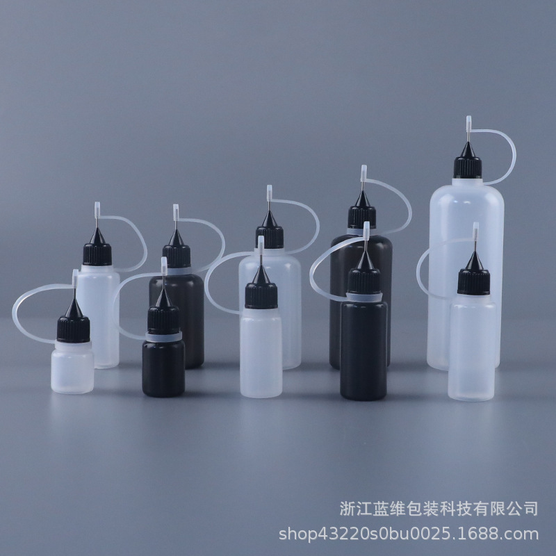 Spot 10ml soft extrusion LDPE plastic small mouth pinhole bottle with silicone cap small Hole pointed mouth 30ml oil injection bottle