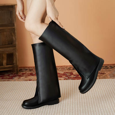 Large Size Women's Long Boots 2023 New Winter Slim Internet Popular All-Match High Tube but Knee Square Head Flat Knights Boots