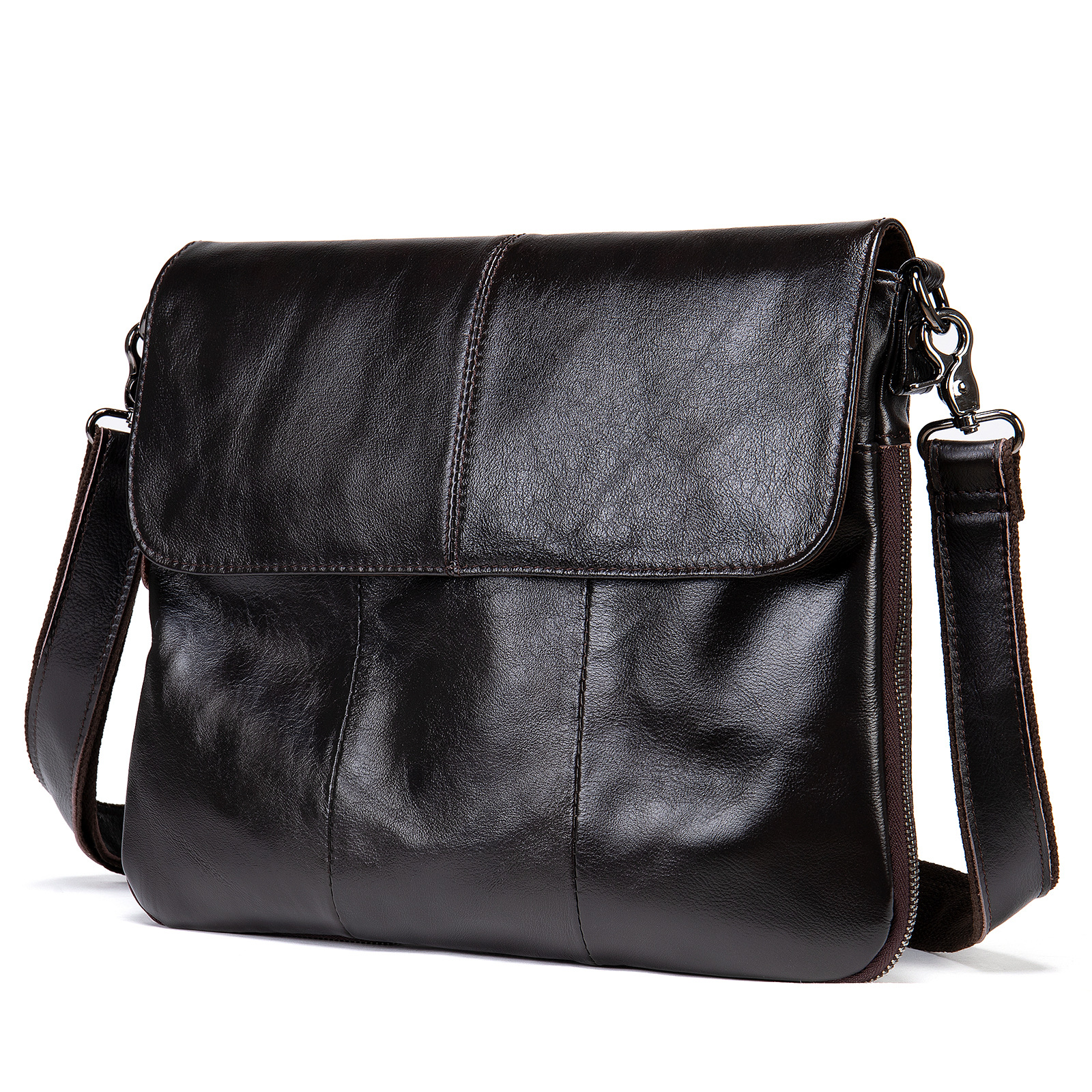 Guangzhou Europe and the United States retro leather men's bag business flip [men's shoulder bag] first layer leather crossbody bag horizontal