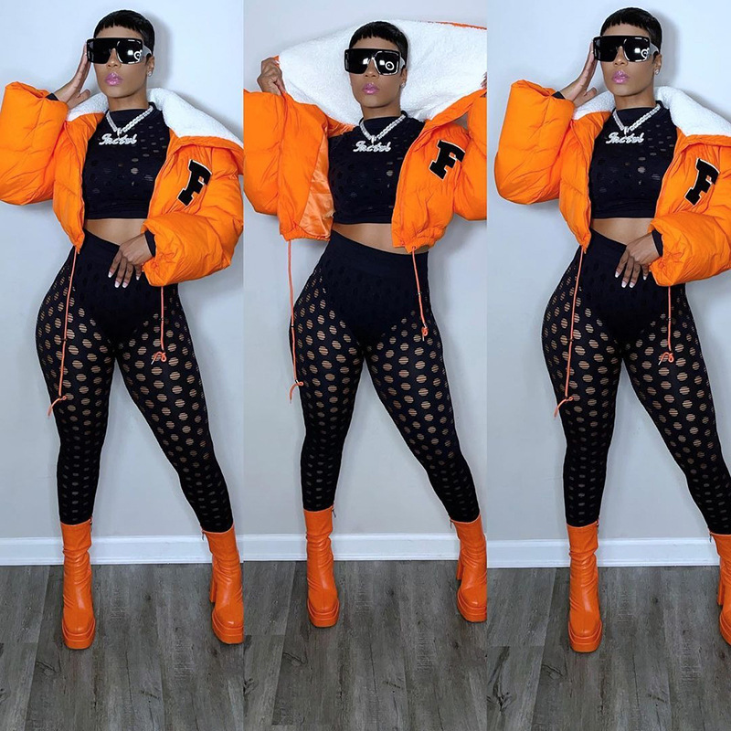 Q22TP392 European and American women's clothing 2022 autumn and winter New Fashion solid color embroidery North American small stand collar casual cot_voghion.com