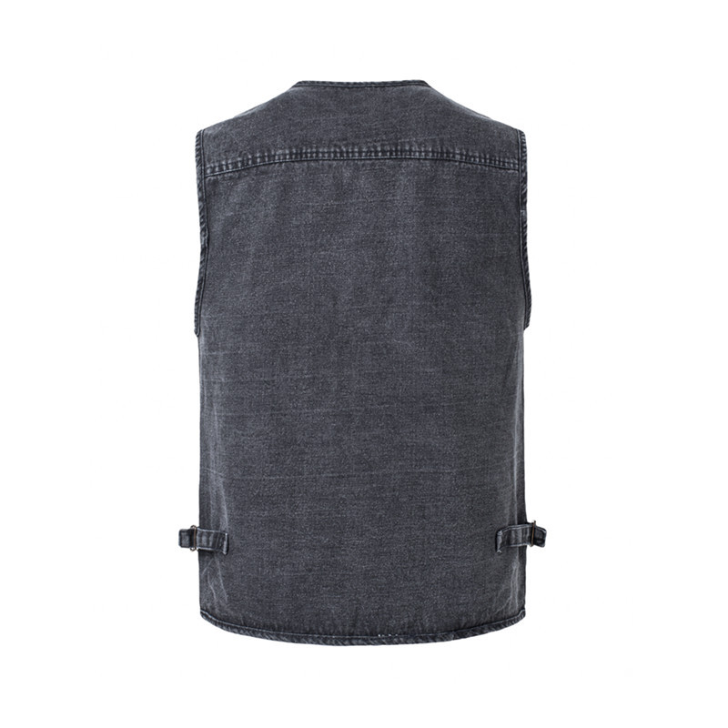 Foreign trade plus size men's vest Denim fishing vest photography multi-pocket plus fat Labor clothes plus size vest
