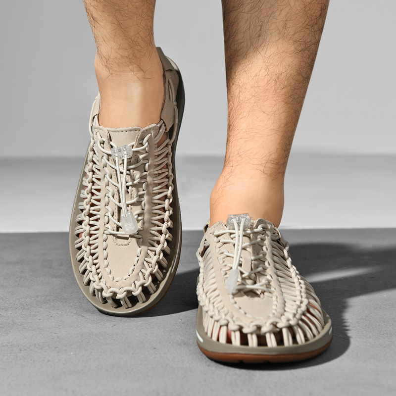 Factory Direct Supply Cross-border Large Size Men's Sandals 2021 New Summer Fashionable Woven Casual Roman Beach Shoes for Men
