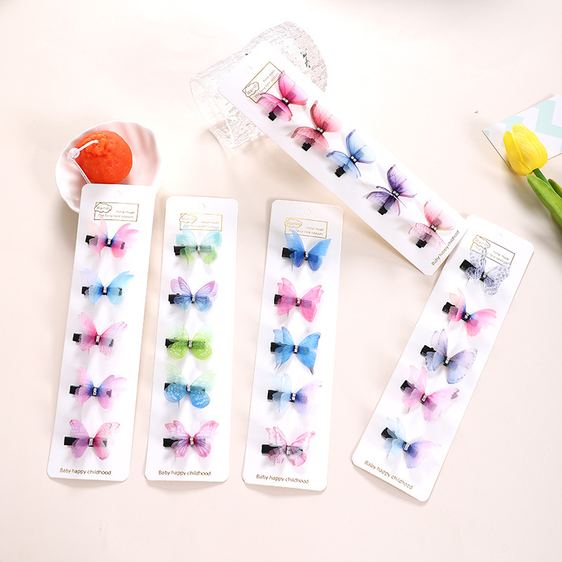 Super Fairy Dream Simulation Double-Layer Stereo Mesh Butterfly Hairpin Girl's Bangs Children's Hanfu Headwear Ancient Clothes Hairpin